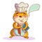 Hamster chef with a rolling pin in the hat of the chef
