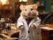 Hamster doctor with stethoscope in coat