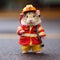 Hamster dressed as little firefighter, isolated, alone in image. Created using ai generative.