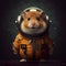A hamster dressed in a space suit. Generative AI image.