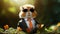 A hamster dressed in a suit and tie with sunglasses, AI