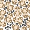 Hamster funny little animal eats sunflower seeds seamless pattern background vector character small rodent cute mouse