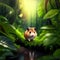 Hamster in the green forest. Cute hamster in the forest. Generative AI