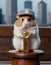 Hamster Holding Bitcoin on Pedestal AI Generative