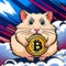 Hamster holding Bitcoin in the storm