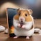 A hamster with a miniature smartphone, updating its social media profile with selfies2