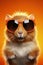 hamster in sunglasses on bright background