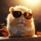 Hamster in sunglasses, square photo. AI generative