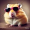 hamster with sunglasses, surreal photo