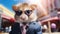 A hamster wearing a suit and tie with sunglasses on, AI