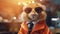 A hamster wearing a suit and tie with sunglasses on, AI