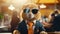 A hamster wearing a suit and tie with sunglasses on, AI