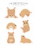 Hamsters yoga poses and exercises. Cute cartoon clipart set