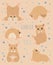 Hamsters yoga poses and exercises. Cute cartoon clipart set