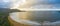 Hanalei Bay Beach Aerial Panorama at Sunset