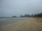 Hanalei Pier and Beach on a misty day