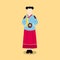 Hanbok korea traditional clothes flat style dress
