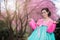 Hanbok: the traditional Korean dress and beautiful Asian girl wi