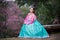 Hanbok: the traditional Korean dress and beautiful Asian girl wi