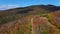 Hancock Notch in fall aerial view, New Hampshire, USA