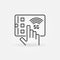 Hand with 5G tablet outline vector icon