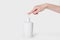 Hand antibacterial sanitizer dispenser pump, alcohol gel to wash hands, liquid soap to clean hands free from viruses and diseases.