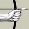 Hand of archer with bow and arrow