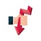 Hand with arrow down crisis stock market crash isolated icon
