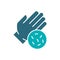 Hand with bacteria colored icon. Hygiene, human protection, upper extremity, dirty hands symbol