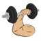 Hand with barbell. body building concept vector drawing illustration