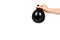 Hand with black inflateble balloon, party event decoration, glossy ball