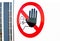 Hand blocking sign stop