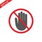 Hand blocking sign stop icon on white background. Vector illustration.