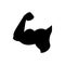 Hand of bodybuilder logo. Sports emblem, icon.