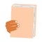 Hand with book in cartoon flat style. Concept of World book day, studying, learning . Vector illustration of open