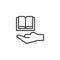 Hand and book outline icon