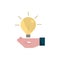 Hand with bulb idea property intellectual copyright icon