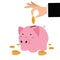 Hand business putting coin a Piggy bank money savings concept