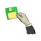 Hand of businessman holding green diskette vector illustration s