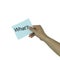 Hand of the businessman holding a paper note and have what text