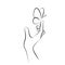 Hand with butterfly on finger. Line art drawing