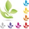 Hand and butterfly, wellness and cosmetic logo