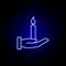 hand, candle, death outline blue neon icon. detailed set of death illustrations icons. can be used for web, logo, mobile app, UI,