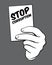 Hand with card and stop corruption. Vector Illustration