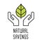 Hand carefully holding green leaf line icon. Vector thin sign of environment protection, ecology concept logo