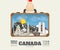 Hand carrying canada Landmark Global Travel And Journey Infographic Bag. Vector Design Template.vector/illustration