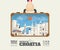 Hand carrying croatia Landmark Global Travel And Journey Infographic Bag. Vector Design Template.vector/illustration