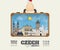 Hand carrying czech Landmark Global Travel And Journey Infographic Bag. Vector Design Template.vector/illustration