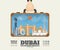 Hand carrying Dubai Landmark Global Travel And Journey Infographic Bag. Vector Design Template.vector/illustration