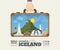 Hand carrying Iceland Landmark Global Travel And Journey Infographic Bag. Vector Design Template.vector/illustration